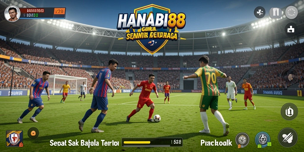 Screenshot utama HANABI88 menampilkan gameplay sepak bola yang seru.