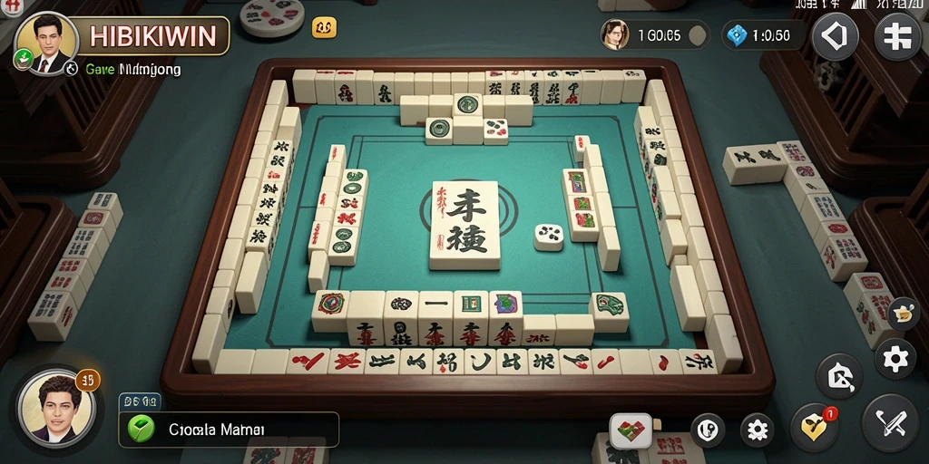 Tampilan gameplay seru HIBIKIWIN dengan ubin Mahjong yang berwarna-warni.