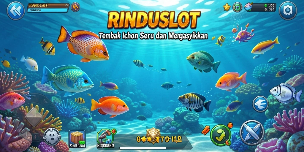 Screenshot RINDUSLOT menunjukkan aksi seru menembak ikan.