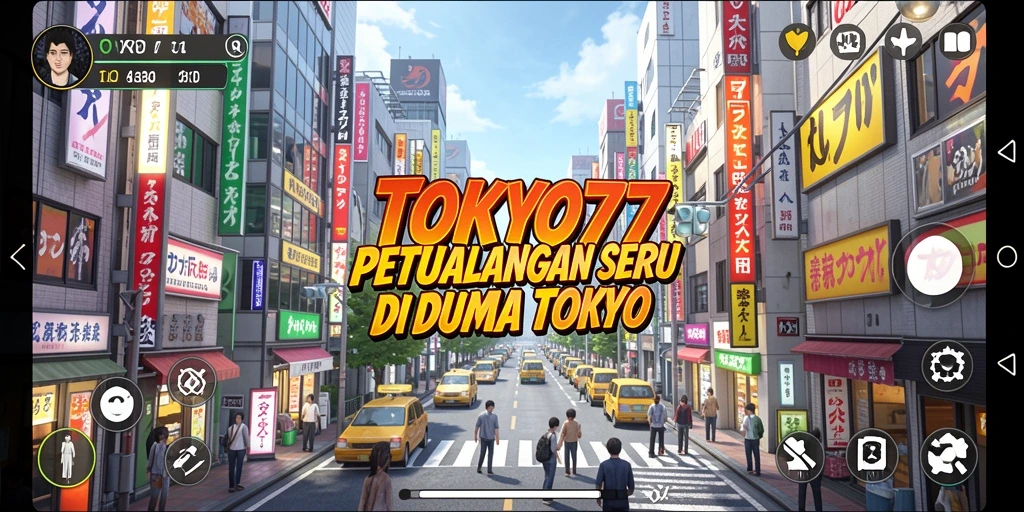 Tampilan gameplay menampilkan petualangan seru di Tokyo dengan misi yang menarik.